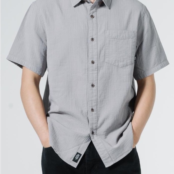 Thrills button down Mens cotton shirt XL gray - Picture 3 of 3